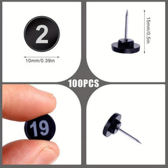 100 Numbered Push Pin Tacks Sequential Pins With Numbers For Maps Presentations