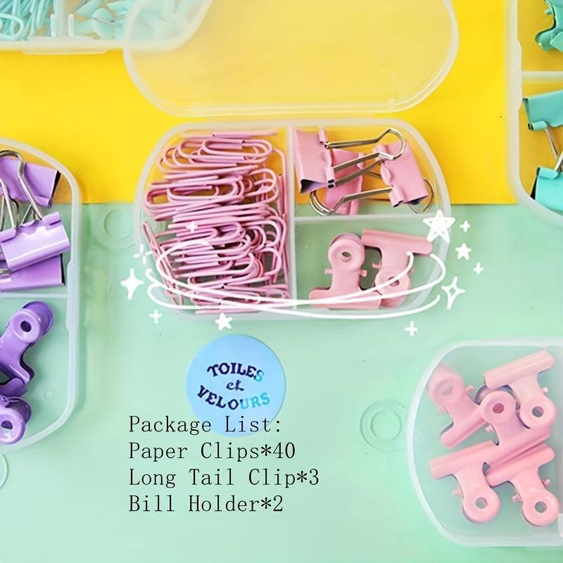 45pcs Multifunctional Pushpins Paper Clips Stationery Set