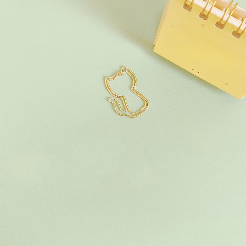 10pcs Cat Paper Clips Metal Paperclip On Book Stationery Supplies