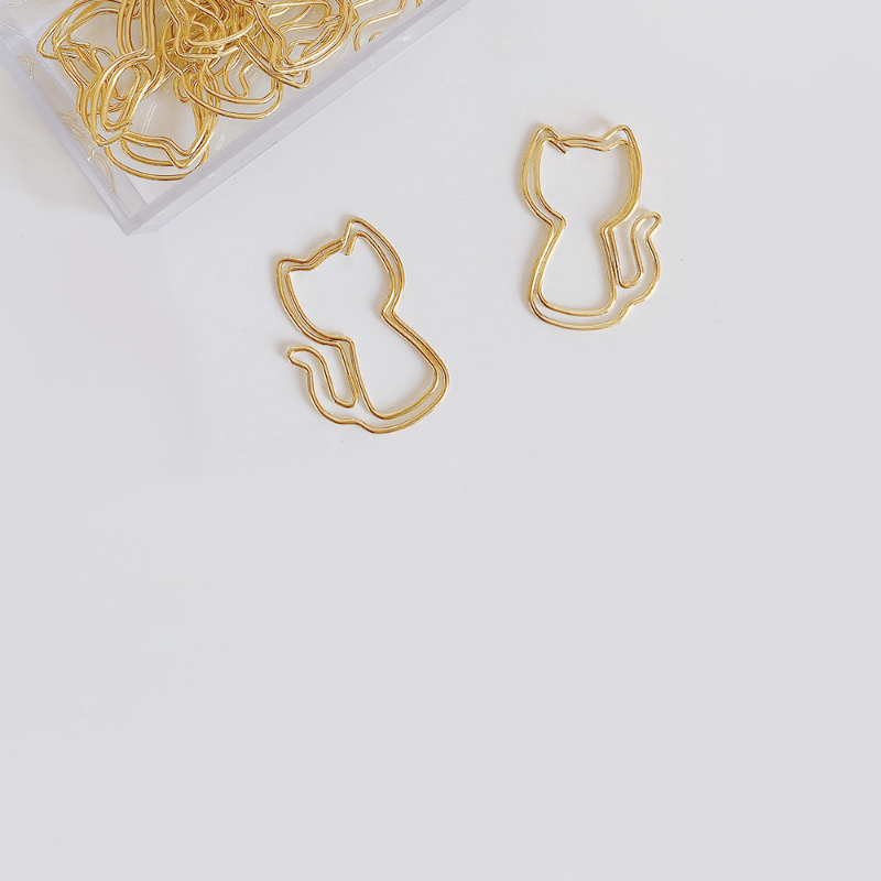 10pcs Cat Paper Clips Metal Paperclip On Book Stationery Supplies