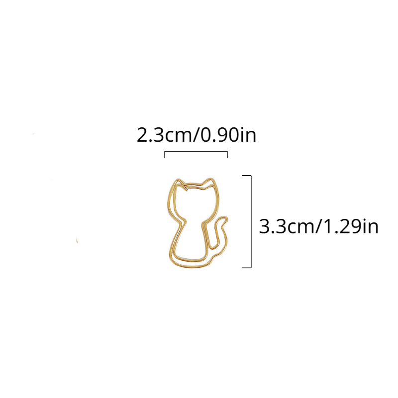 10pcs Cat Paper Clips Metal Paperclip On Book Stationery Supplies