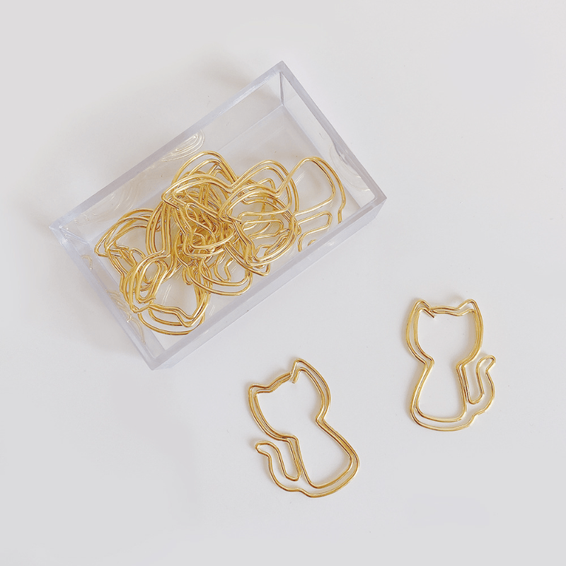 10pcs Cat Paper Clips Metal Paperclip On Book Stationery Supplies