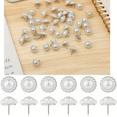 30pcs Flower Shaped Pearl Push Pins for Cork Board