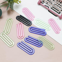 10pcs Transparent Plastic Paper Clip File Bookmark File Sorting Plastic Clip