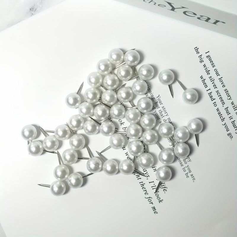 50pcs Pearl Push Pins Plastic Round Head Thumb Tacks for Bulletin Board
