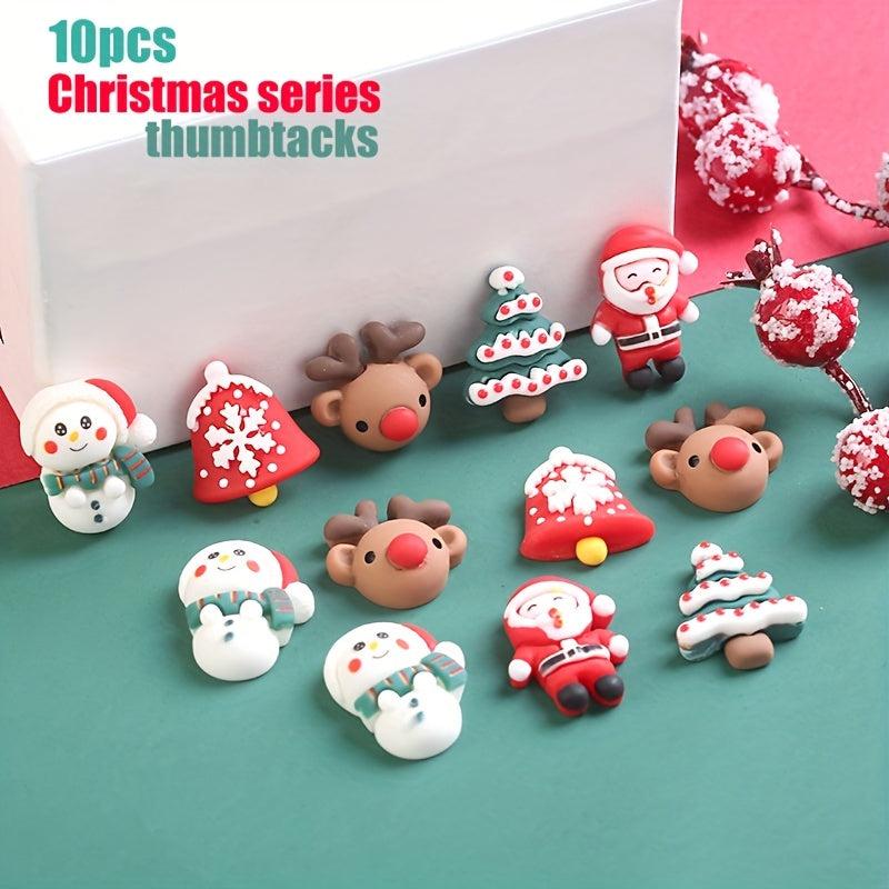 10pcs Cartoon Christmas Push Pins Santa Claus Christmas Tree Elk Photo Wall Deco