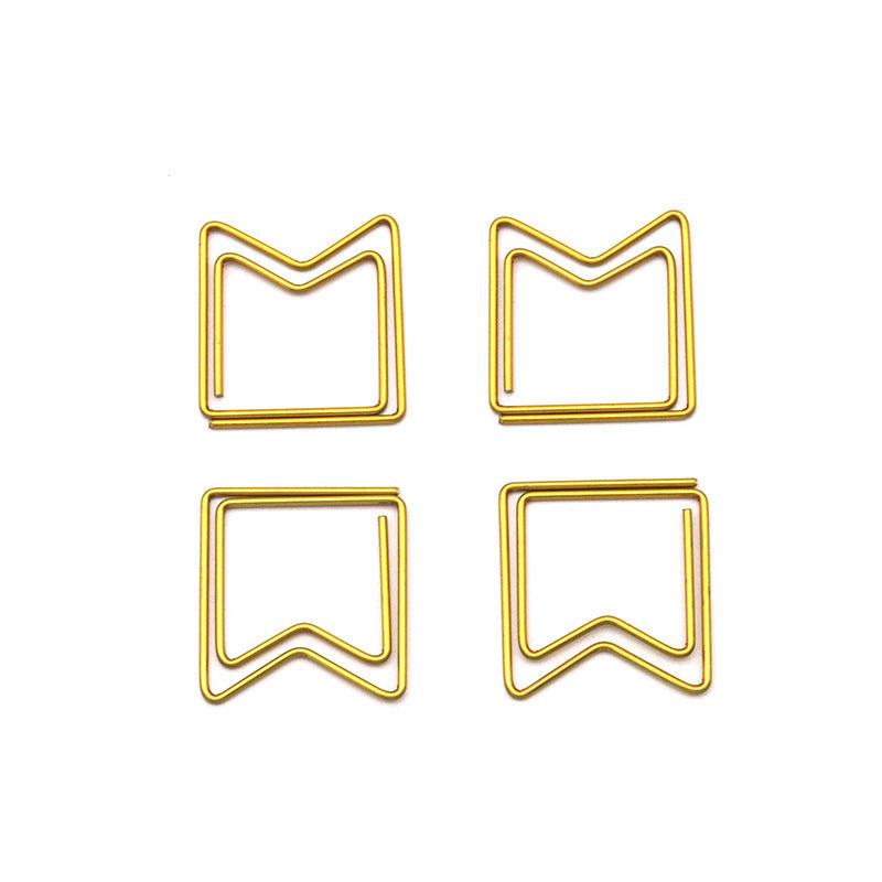 20pcs Golden Geometric Arrow Shaped Paper Clip