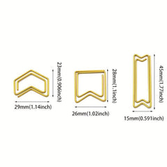 20pcs Golden Geometric Arrow Shaped Paper Clip