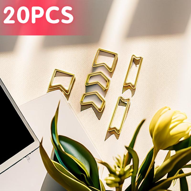 20pcs Golden Geometric Arrow Shaped Paper Clip