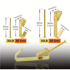 50pcs Picture Hangers Professional Hooks Kit Support Up To 13 61KG