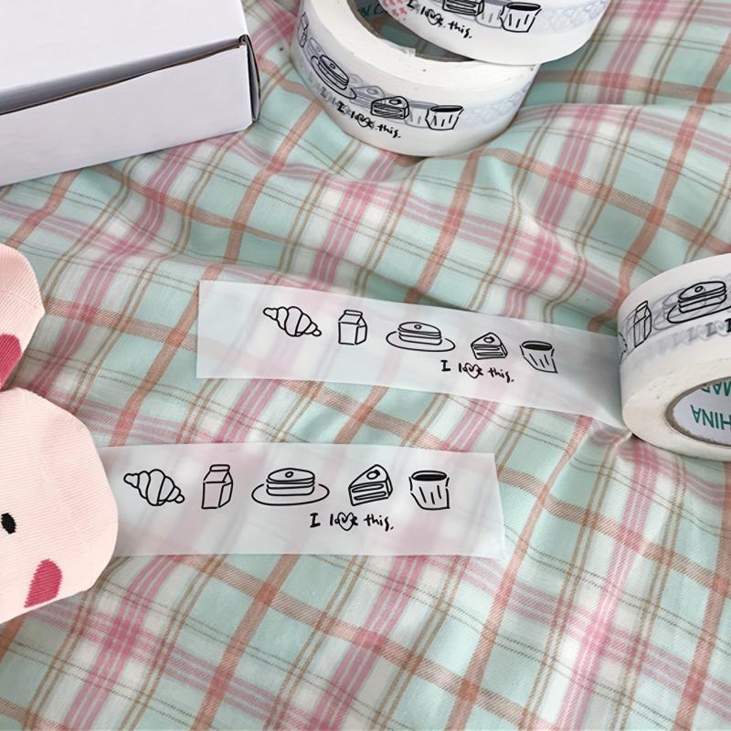 1pc 4 Wide 90m Length Large Roll Tape Cake Milk Dessert Printed Sealing Box Tape