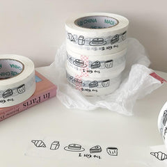 1pc 4 Wide 90m Length Large Roll Tape Cake Milk Dessert Printed Sealing Box Tape