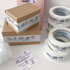1pc 4 Wide 90m Length Large Roll Tape Cake Milk Dessert Printed Sealing Box Tape
