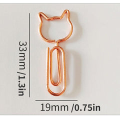 20pcs Cat Metal Paper Clips for Office and School Stationery