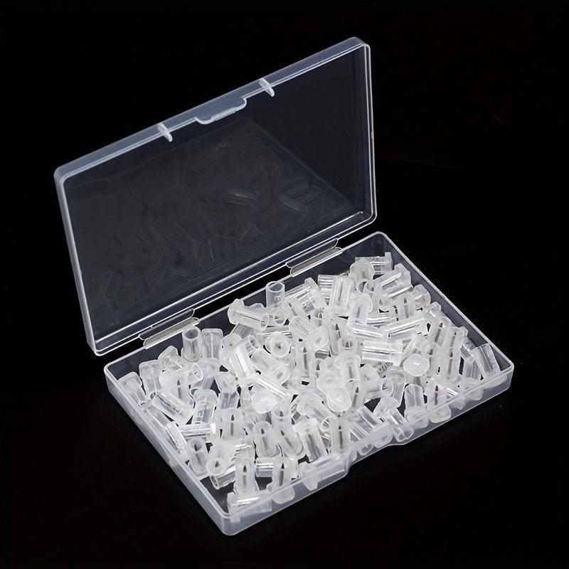 100pcs Transparent Plastic Glue Hole Opener Safety Pin Office Supplies