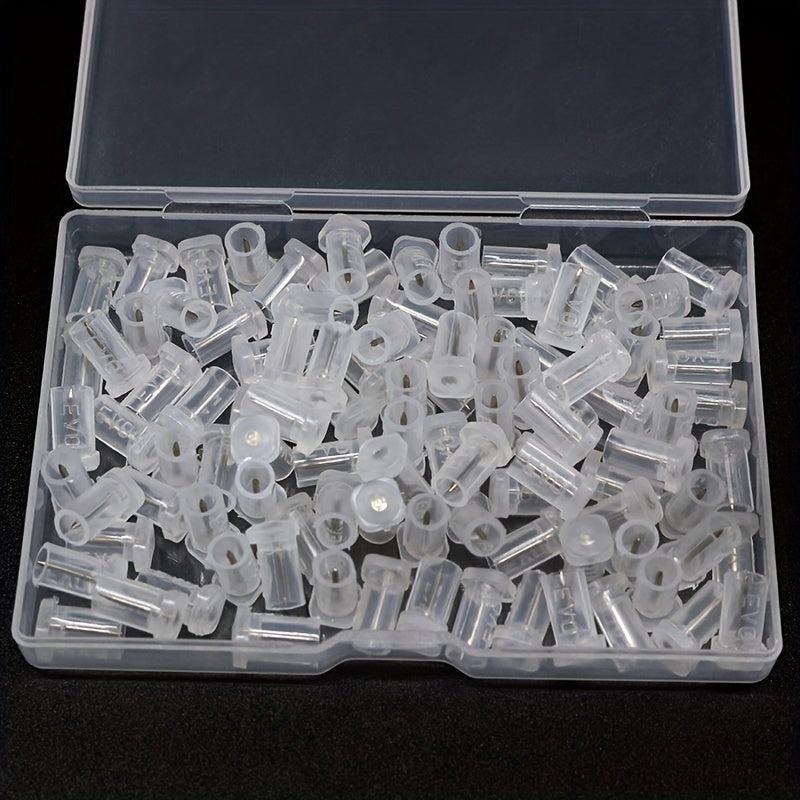 100pcs Transparent Plastic Glue Hole Opener Safety Pin Office Supplies