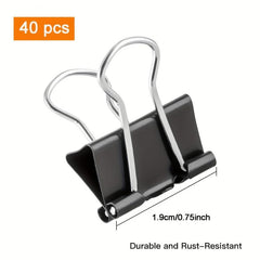 Small Binder Clips 40 Pack 3 4 Inch 19 Mm Office Clips