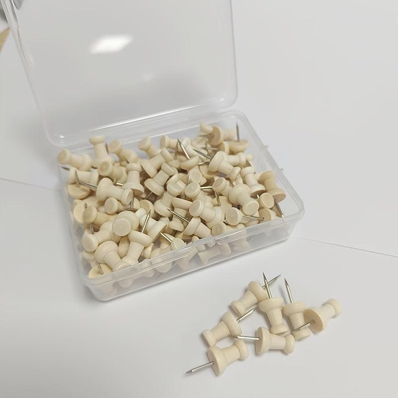 100 Wooden Push Nails for Cork Boards Maps Home Office Craft Projects