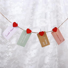 20pcs Mini Heart Wooden Clothes Pin Clips Wedding Decor