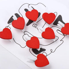 20pcs Mini Heart Wooden Clothes Pin Clips Wedding Decor