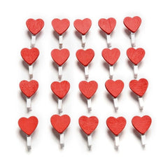 20pcs Mini Heart Wooden Clothes Pin Clips Wedding Decor