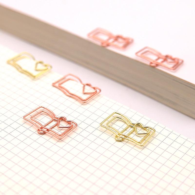 Colorful Book Shaped Paper Clip - Rose Cartoon Design