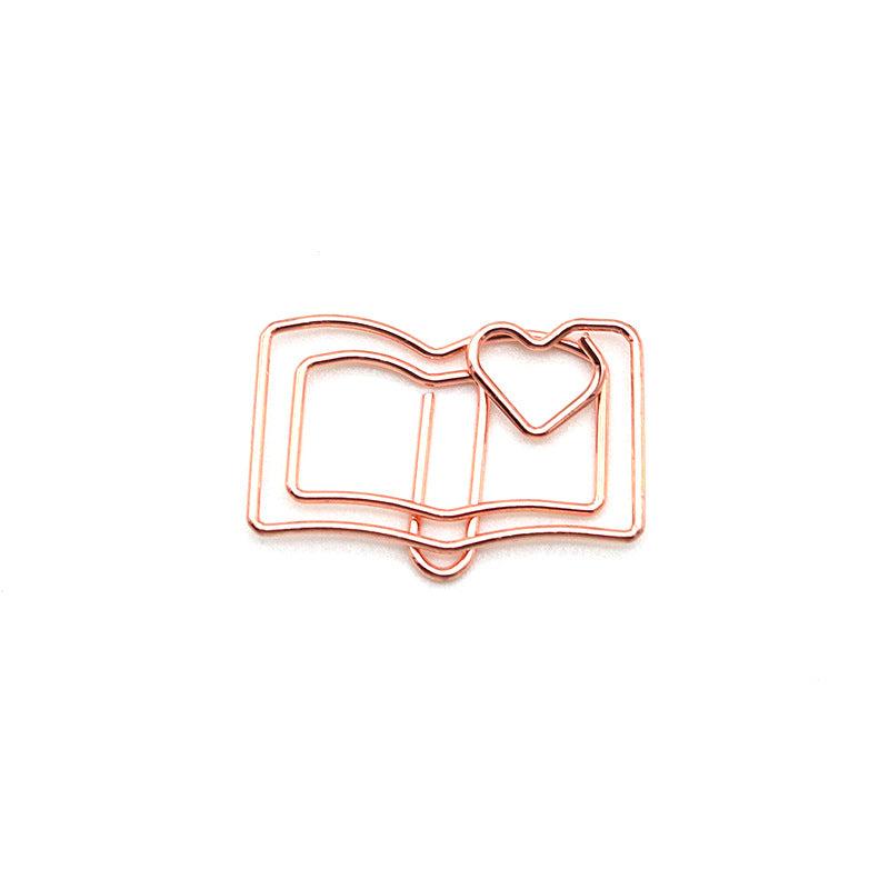 Colorful Book Shaped Paper Clip - Rose Cartoon Design