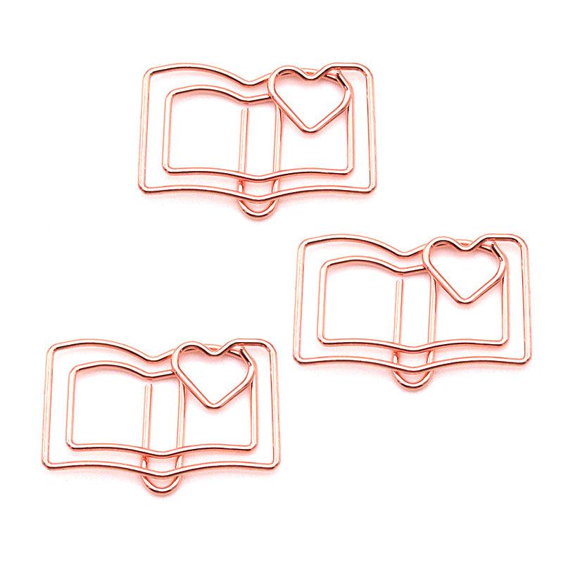 Colorful Book Shaped Paper Clip - Rose Cartoon Design