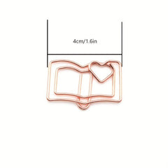 Colorful Book Shaped Paper Clip - Rose Cartoon Design