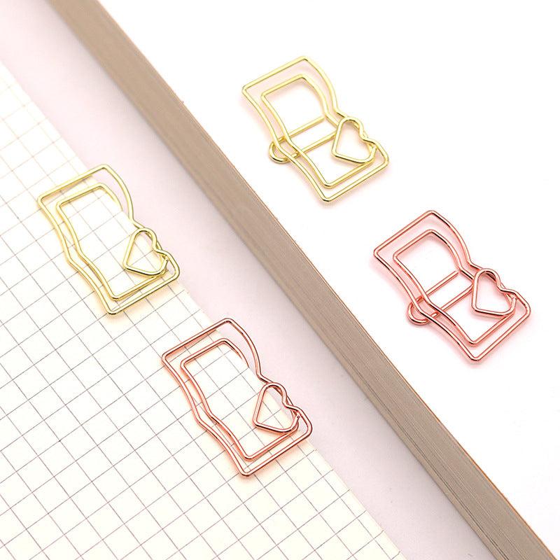 Colorful Book Shaped Paper Clip - Rose Cartoon Design
