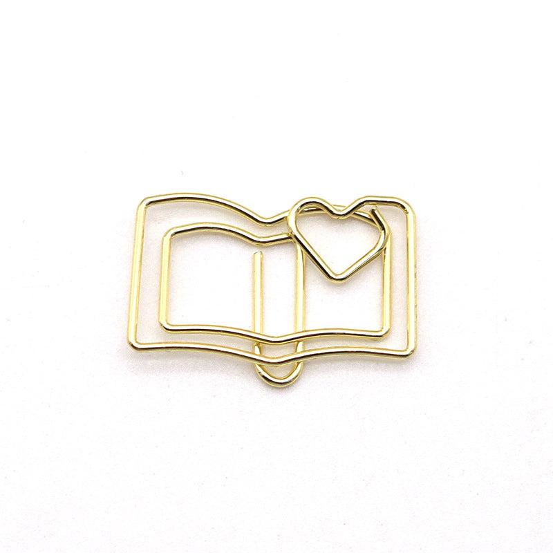 Colorful Book Shaped Paper Clip - Rose Cartoon Design