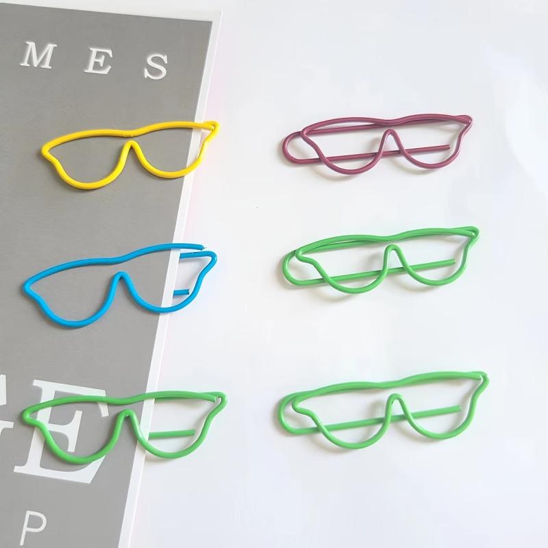 50pcs Mixed Glasses Shaped Paper Clips Bookmark Clips Metal Paper Holder