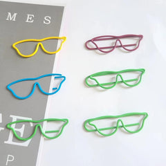 50pcs Mixed Glasses Shaped Paper Clips Bookmark Clips Metal Paper Holder