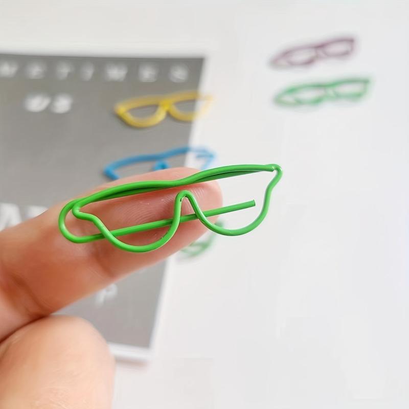 50pcs Mixed Glasses Shaped Paper Clips Bookmark Clips Metal Paper Holder