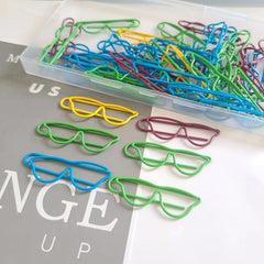 50pcs Mixed Glasses Shaped Paper Clips Bookmark Clips Metal Paper Holder