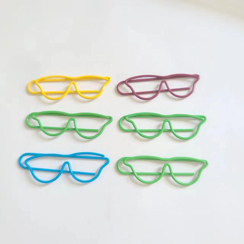 50pcs Mixed Glasses Shaped Paper Clips Bookmark Clips Metal Paper Holder