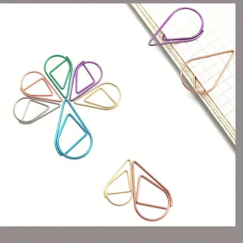 60pcs Water Drop Paper Clip - Creative Loopback for Office