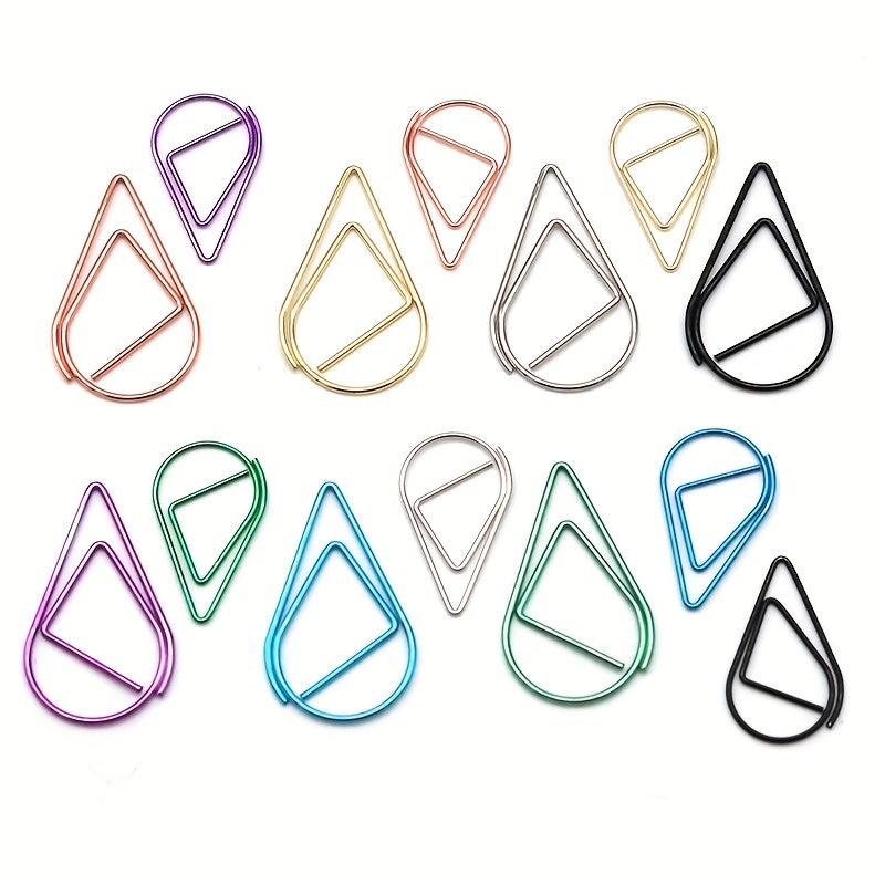 60pcs Water Drop Paper Clip - Creative Loopback for Office