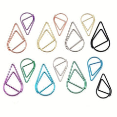 60pcs Water Drop Paper Clip - Creative Loopback for Office
