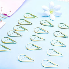 60pcs Water Drop Paper Clip - Creative Loopback for Office
