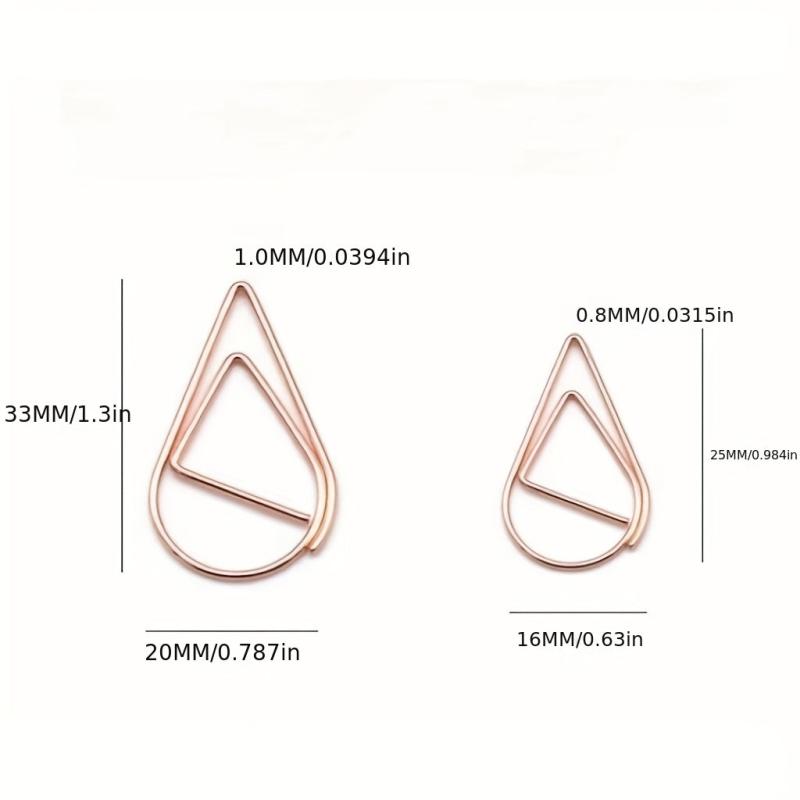60pcs Water Drop Paper Clip - Creative Loopback for Office
