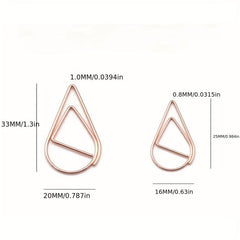 60pcs Water Drop Paper Clip - Creative Loopback for Office