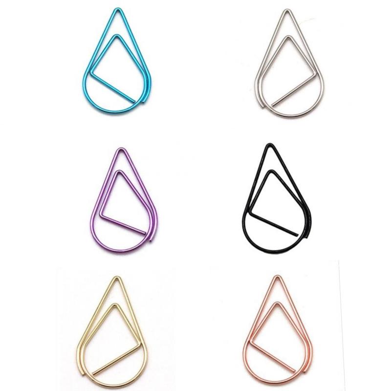 60pcs Water Drop Paper Clip - Creative Loopback for Office