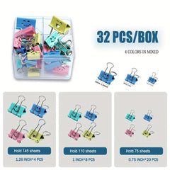Dovetail Clips Binder 32pcs Large Medium Small Size Combo Storage