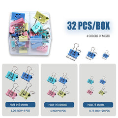 Dovetail Clips Binder 32pcs Large Medium Small Size Combo Storage