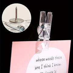 20pcs Transparent Plastic Clip Push Pins Softwood Board Photo Wall Decoration