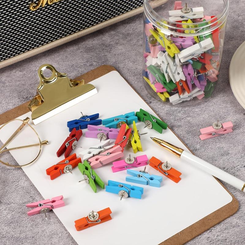 40pcs Wooden Push Pin Clips for Bulletin Boards Cork Board Decoration