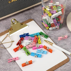 40pcs Wooden Push Pin Clips for Bulletin Boards Cork Board Decoration