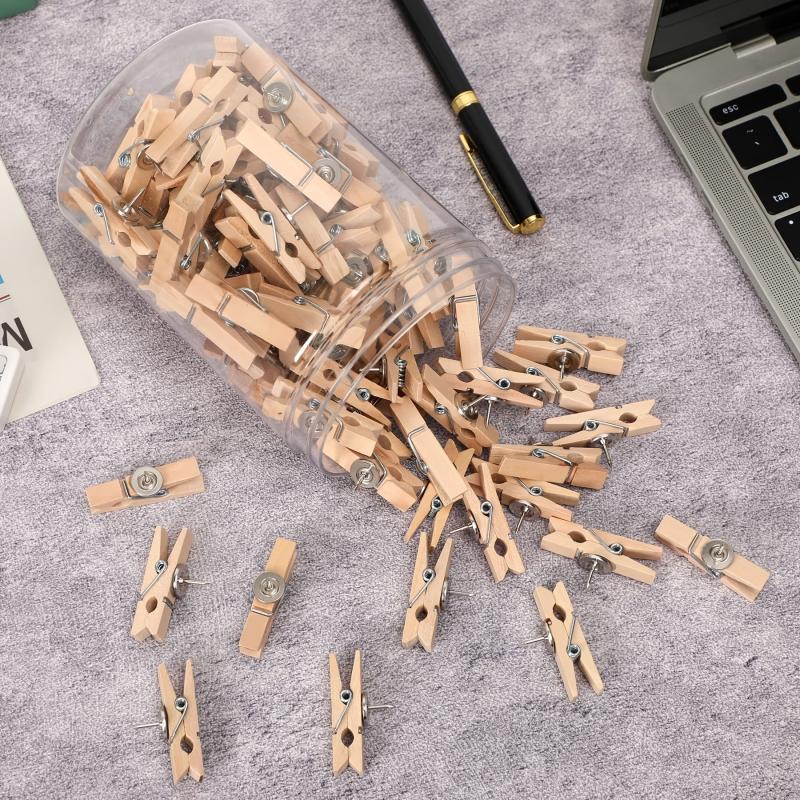40pcs Wooden Push Pin Clips for Bulletin Boards Cork Board Decoration