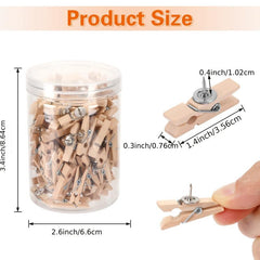 40pcs Wooden Push Pin Clips for Bulletin Boards Cork Board Decoration